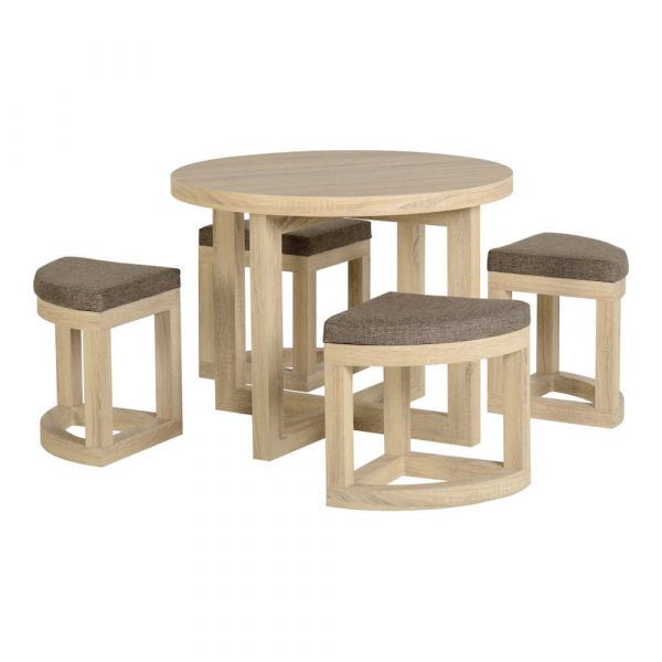 Cambourne affordable solid wooden round dining set with chairs on a white background