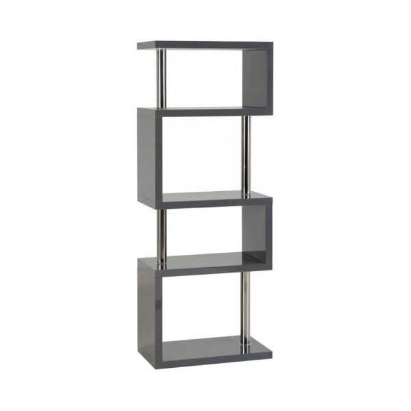 Grey shelf unit with a steel frame