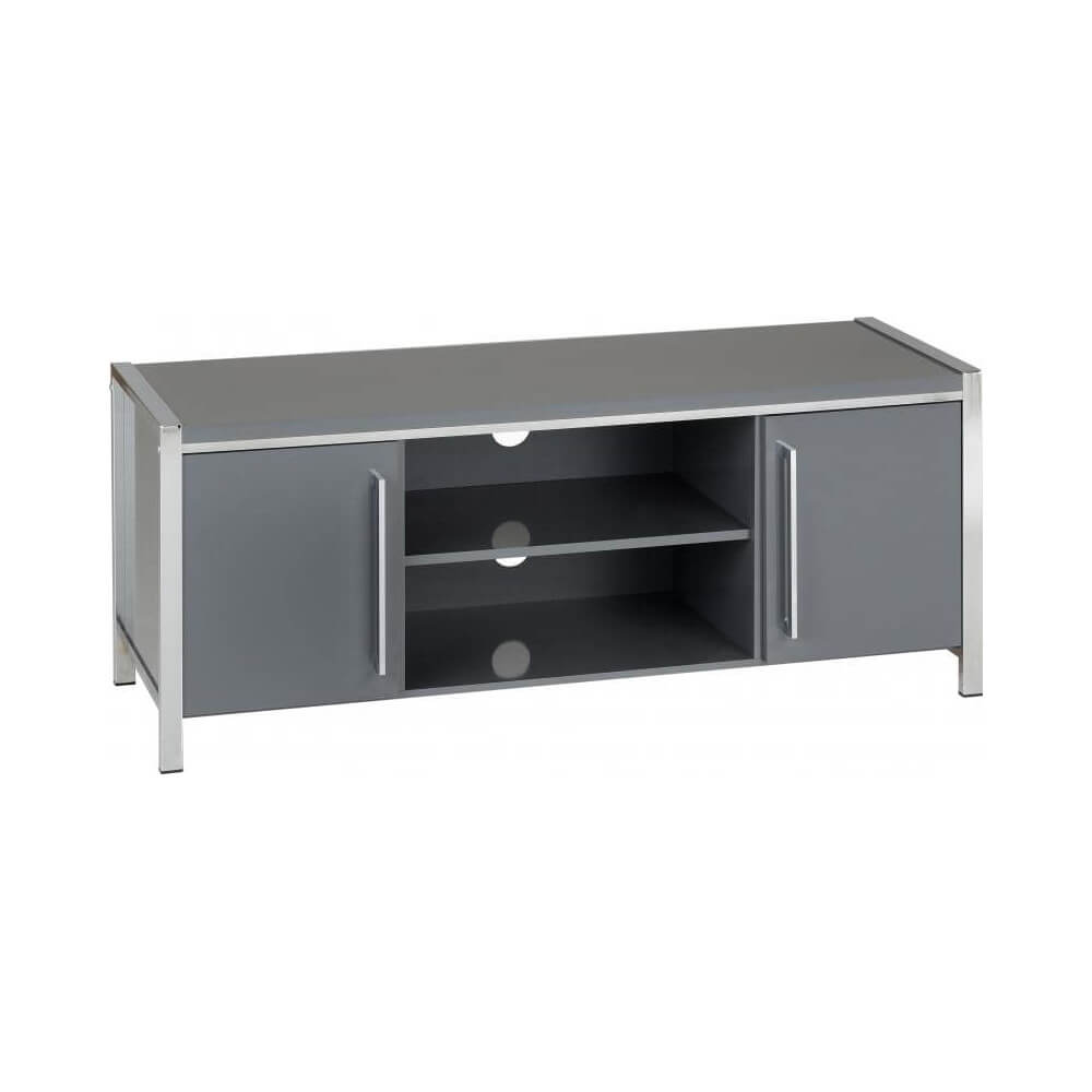 Grey charisma tv unit with drawers on a white background