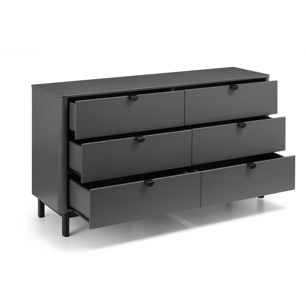 Chloe storm grey 6 drawer chest of drawers