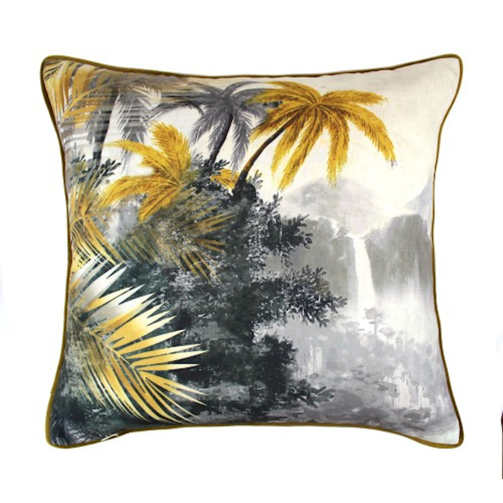 Geo grey cushion with a floral pattern