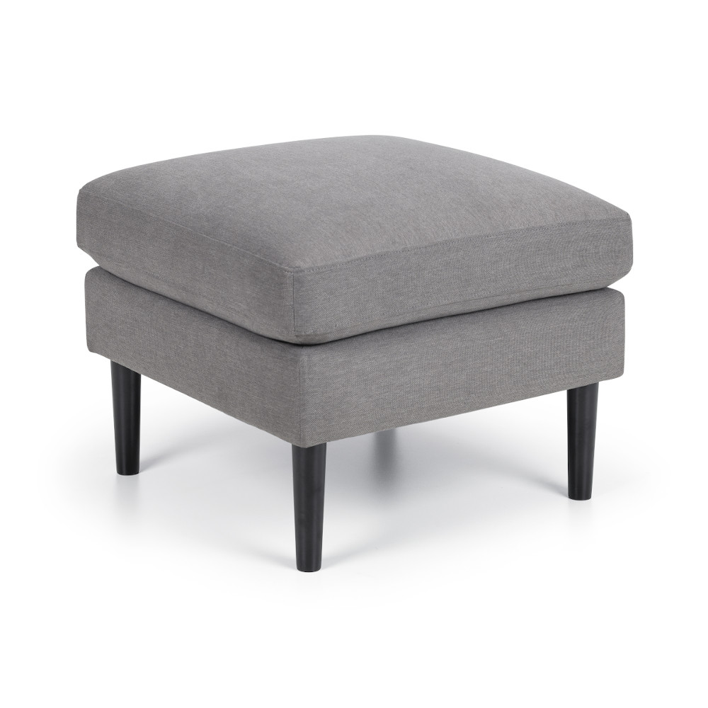 Grey ottoman footstool on a white background