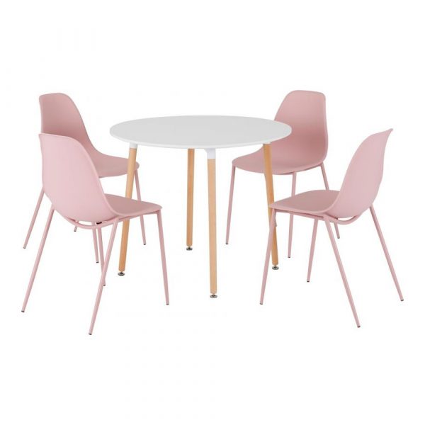 Plastic pink dining table and chair set