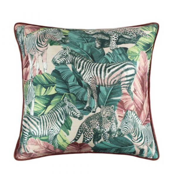 Animal print cushion made from fabric