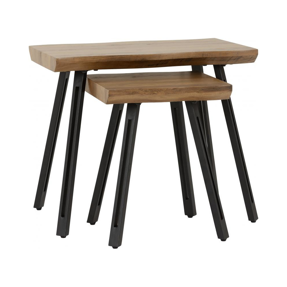 Quebec wooden nest of tables with dark legs