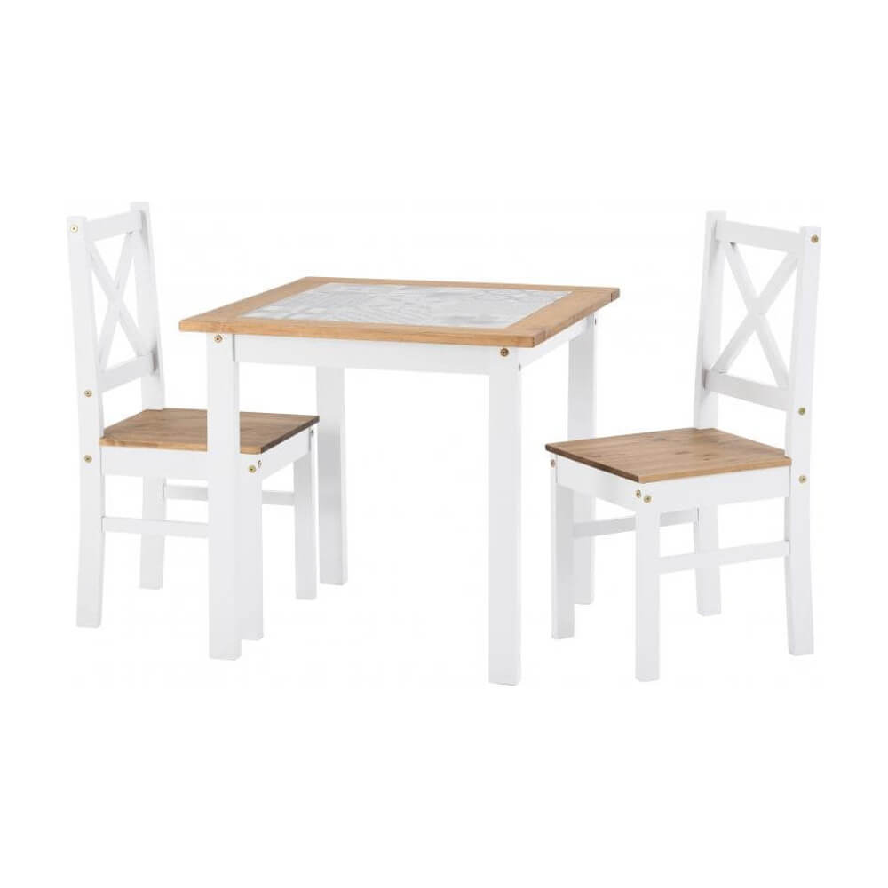 Salvador 2 chair pine wood dining set