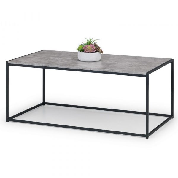 Metal frame coffee table on a white background
