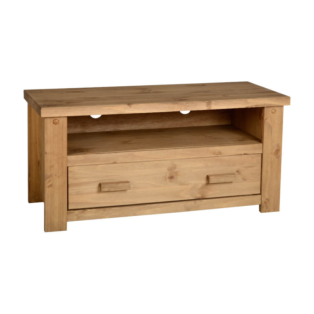 Solid wooden tv unit with one drawer