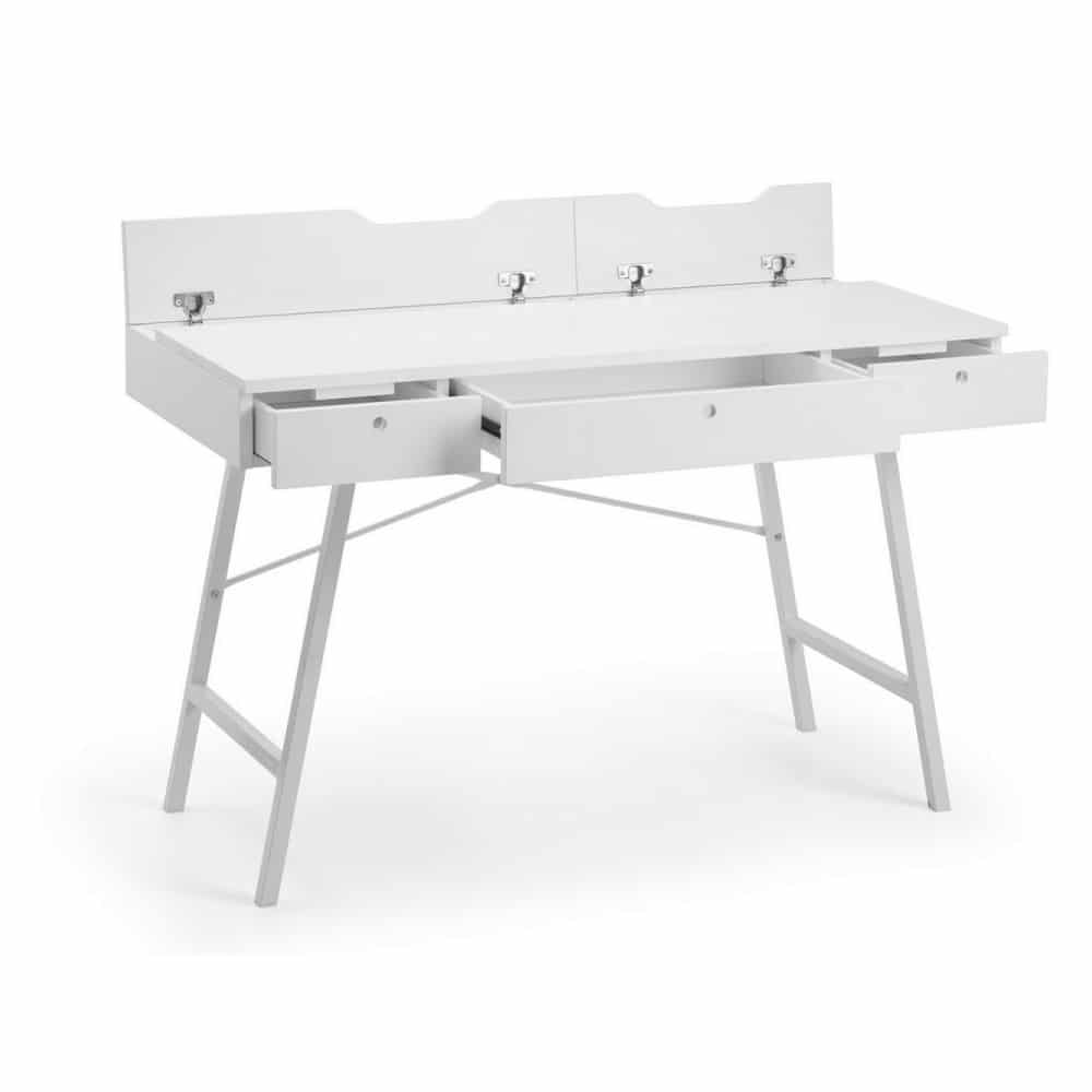 White desk with drawers on a white background
