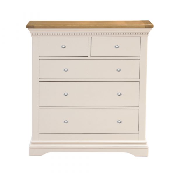 Tall chest of drawers sin silver on a white background