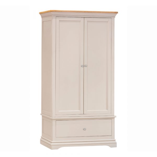 Silver brushed birch wardrobe on a white background