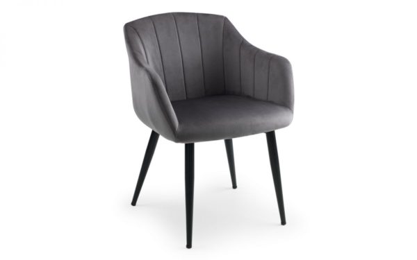 Bowsden grey fabric chair with black steel legs