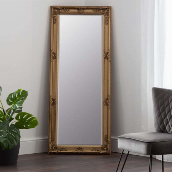 ANDRE gold lean to dress mirror roomset
