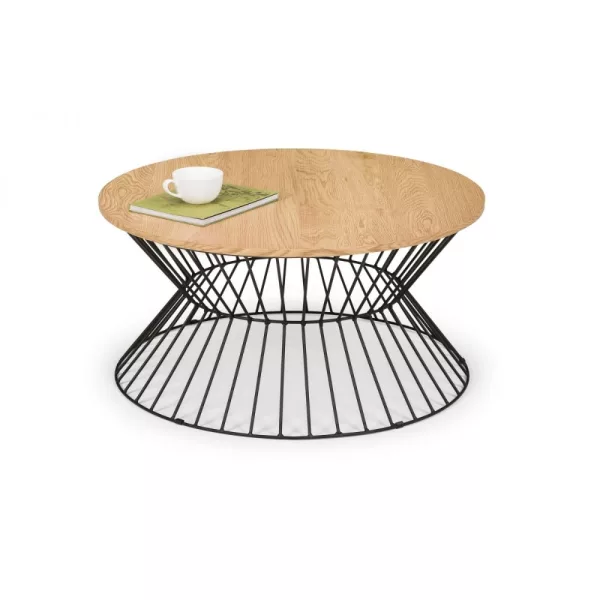 Fuji Round Wire Coffee Table Euro Oak 1 jpg
