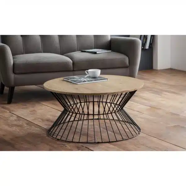 Fuji Round Wire Coffee Table Euro Oak jpg