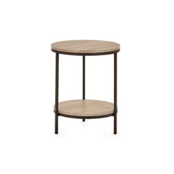 Hugo Circular Lamp Table With Shelf Sonoma Oak 2 jpg