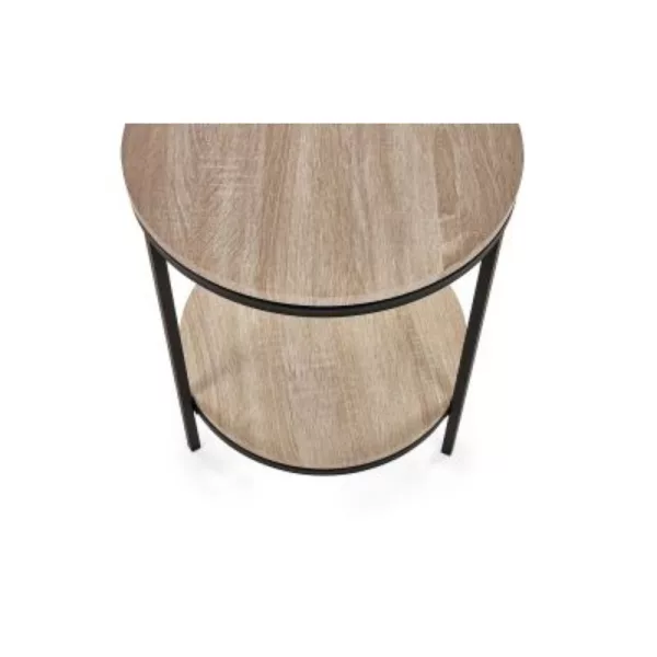 Hugo Circular Lamp Table With Shelf Sonoma Oak 3 jpg