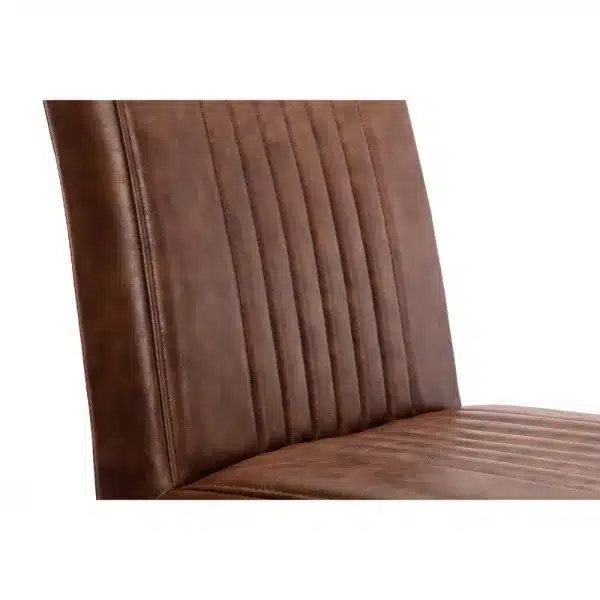 Madison Dining Chair Brown Faux Leather Square Gunmetal 1 jpg