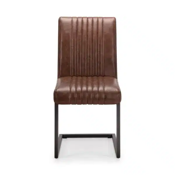 Madison Dining Chair Brown Faux Leather Square Gunmetal 2 jpg