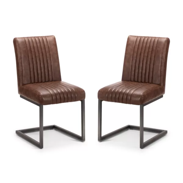 Madison Dining Chair Brown Faux Leather Square Gunmetal 4 jpg