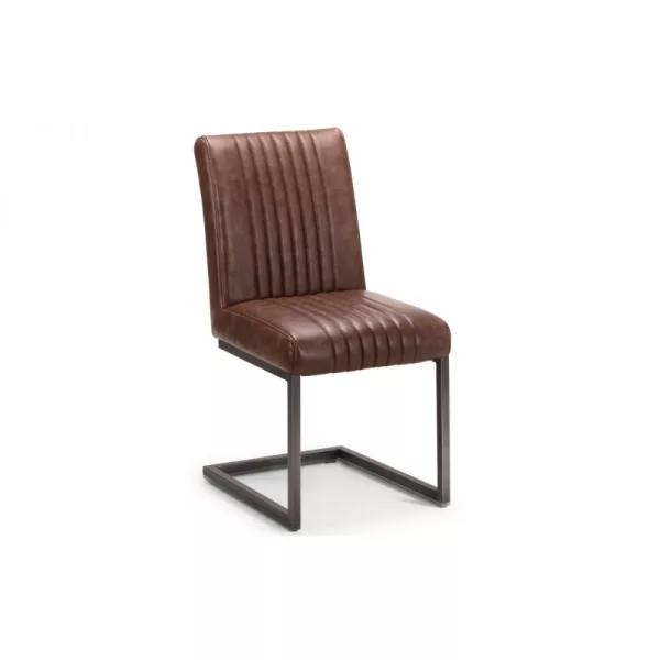 Madison Dining Chair Brown Faux Leather Square Gunmetal 5 jpg