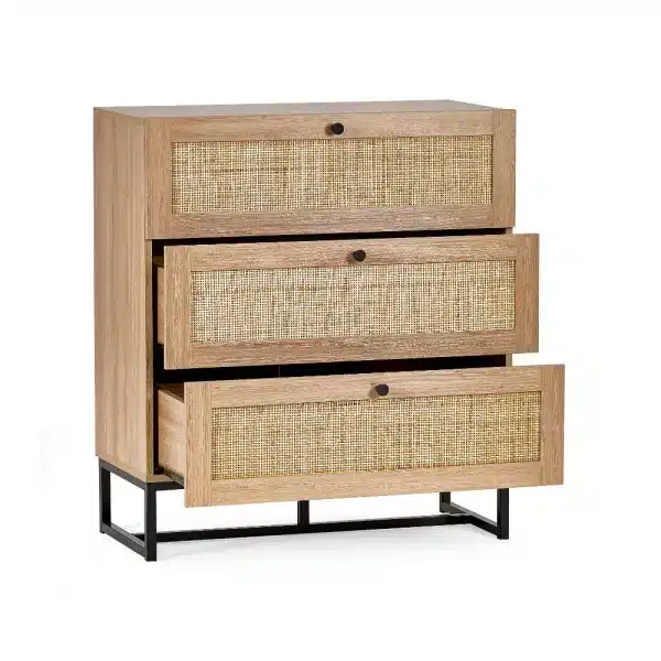 Padstow Oak 3 Drawer Chest Open Drawers jpg