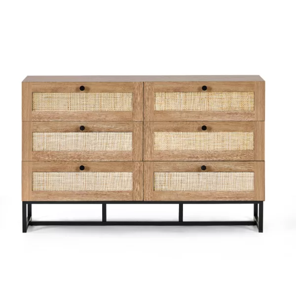 Padstow Oak 6 Drawer Chest Front jpg