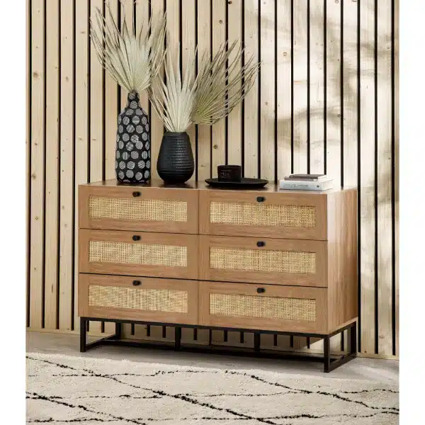 Padstow Oak 6 Drawer Chest Roomset jpg