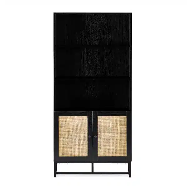 Padstow Tall Bookcase Black Front jpg