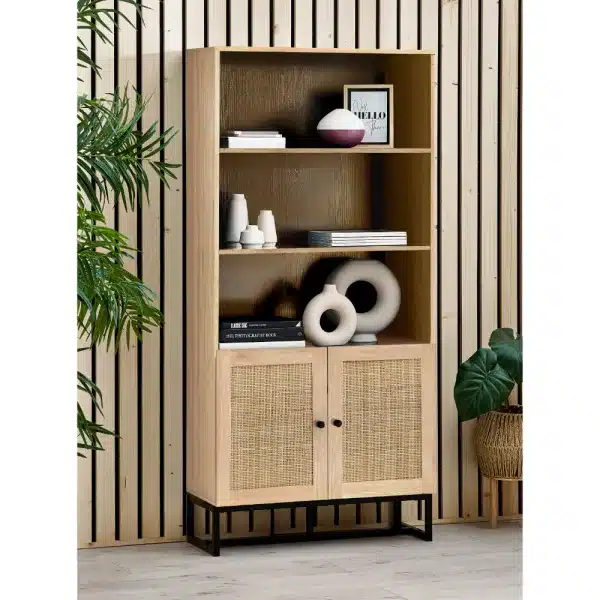 Padstow Tall Bookcase Oak Roomset jpg