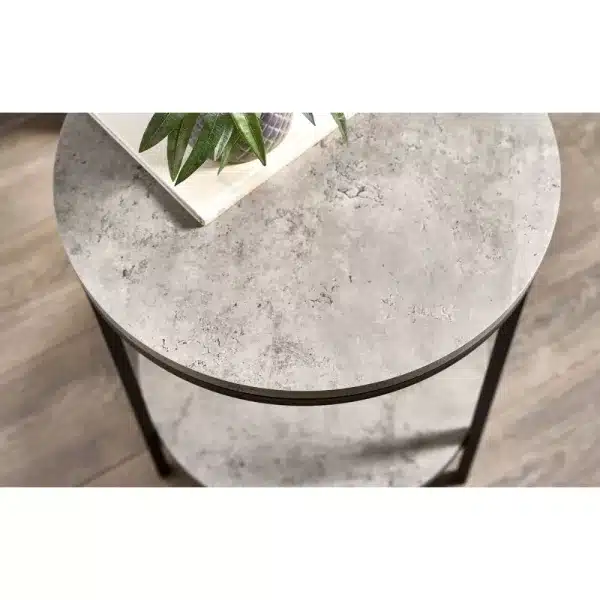 Staten Circular Lamp Table With Shelf Concrete 1 jpg