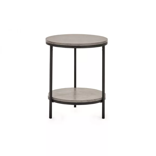 Staten Circular Lamp Table With Shelf Concrete 2 jpg