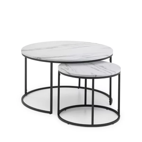 Waldorf Round Nesting Coffee Table White Marble 2 jpg