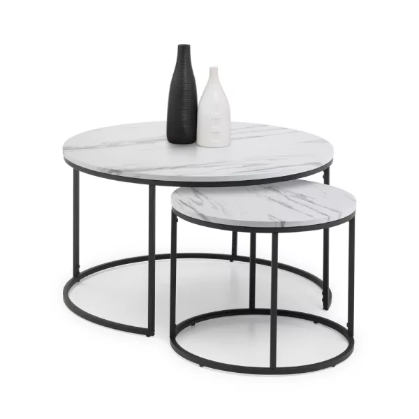 Waldorf Round Nesting Coffee Table White Marble jpg