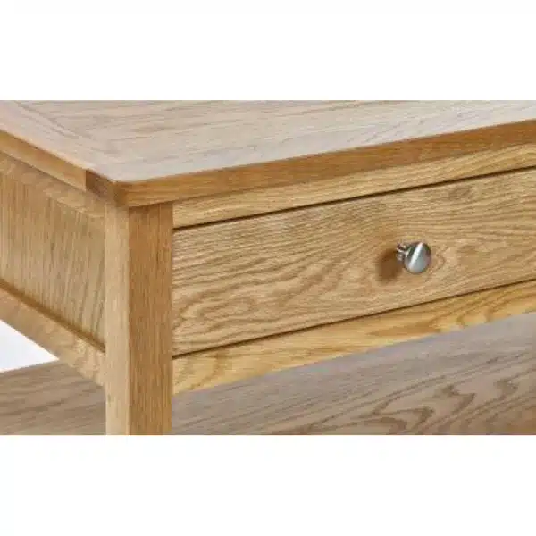 mallory coffee table with 2 drawers corner detail jpg