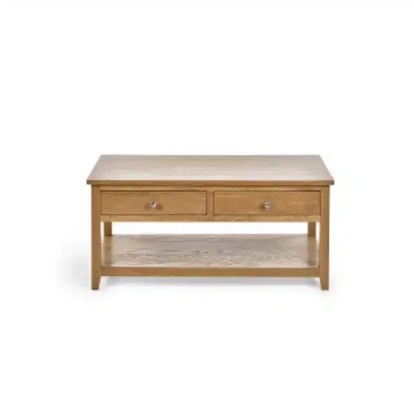 mallory coffee table with 2 drawers front jpg